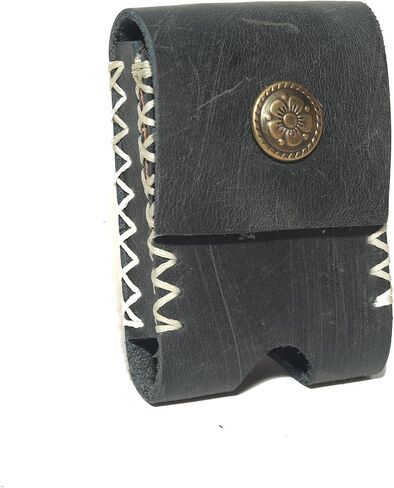 Handmade Leather Lighter Case for Men with Belt Clip | Heavy Duty Saddle-Stitched for Zippo Cover | Navy Blue Genuine Cowhide Holder (Fits 2.3" Lighters) in Saudi Arabia