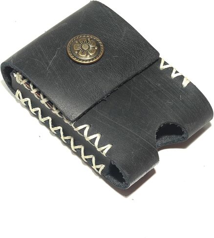 Handmade Leather Lighter Case for Men with Belt Clip | Heavy Duty Saddle-Stitched for Zippo Cover | Navy Blue Genuine Cowhide Holder (Fits 2.3" Lighters) in Saudi Arabia