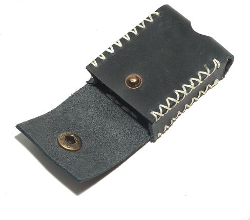 Handmade Leather Lighter Case for Men with Belt Clip | Heavy Duty Saddle-Stitched for Zippo Cover | Navy Blue Genuine Cowhide Holder (Fits 2.3" Lighters) in Saudi Arabia