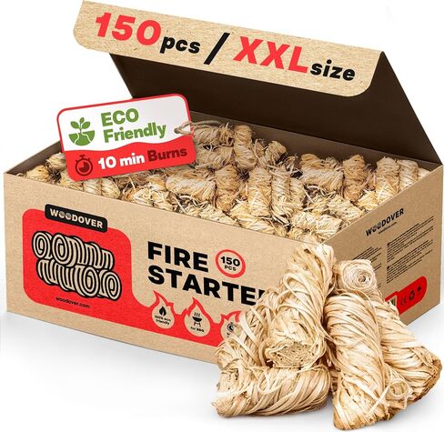 150 pcs Large Fire Starters for Fireplace, Natural Fire Starter for Campfires, for Wood Stove, BBQ, Grill, Pizza Oven, Outdoor Fire Pit, Chimney Charcoal Starter in Saudi Arabia
