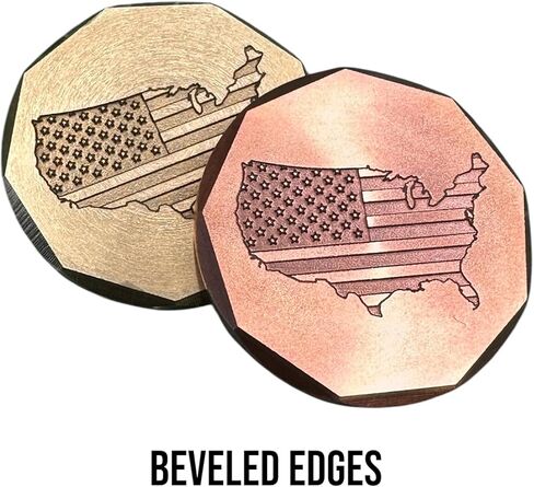 Golf Ball Markers and Golf Divot Tool 3 Piece Golf Gift Set - American Flag Engraved Copper Ball Marker and Brass Golf Ball Marker and Brass Divot Tool - Golf Accessories for Men - Golf Gifts Set - Made in the USA in Saudi Arabia