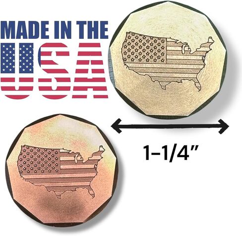 Golf Ball Markers and Golf Divot Tool 3 Piece Golf Gift Set - American Flag Engraved Copper Ball Marker and Brass Golf Ball Marker and Brass Divot Tool - Golf Accessories for Men - Golf Gifts Set - Made in the USA in Saudi Arabia