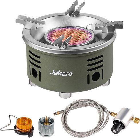 Portable Camping Stove 30,000 BTU, Stainless Steel Outdoor Camp Gas Burner,with Carry Case,39.4in Steel Braided Hose,Heavy Duty Brass Burner Head, Compatible with Isobutane Butane Propane Fuel in Saudi Arabia