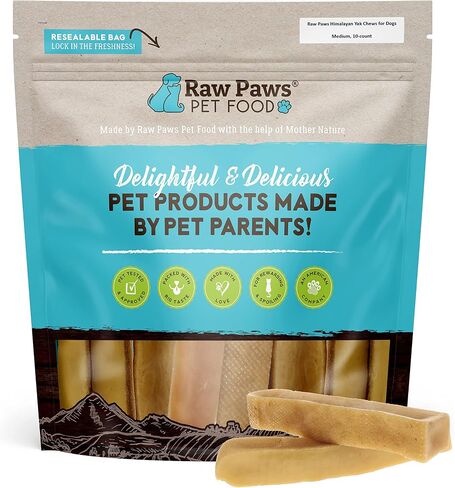 Raw Paws Himalayan Yak Chews for Dogs, Medium Chews (4 Count) - Himalayan Cheese for Medium Dogs - Yak Bones for Dogs - Yak Milk Bones for Dogs - Dog Cheese Chews Himalayan - Yak Chews for Medium Dogs in Kuwait
