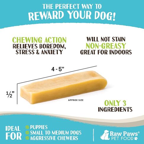 Raw Paws Himalayan Yak Chews for Dogs, Medium Chews (4 Count) - Himalayan Cheese for Medium Dogs - Yak Bones for Dogs - Yak Milk Bones for Dogs - Dog Cheese Chews Himalayan - Yak Chews for Medium Dogs in Kuwait