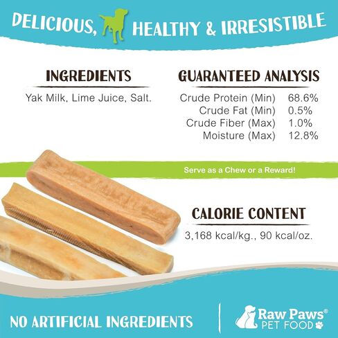 Raw Paws Himalayan Yak Chews for Dogs, Medium Chews (4 Count) - Himalayan Cheese for Medium Dogs - Yak Bones for Dogs - Yak Milk Bones for Dogs - Dog Cheese Chews Himalayan - Yak Chews for Medium Dogs in Kuwait