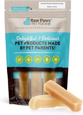 Raw Paws Himalayan Yak Chews for Dogs, Medium Chews (4 Count) - Himalayan Cheese for Medium Dogs - Yak Bones for Dogs - Yak Milk Bones for Dogs - Dog Cheese Chews Himalayan - Yak Chews for Medium Dogs in Kuwait