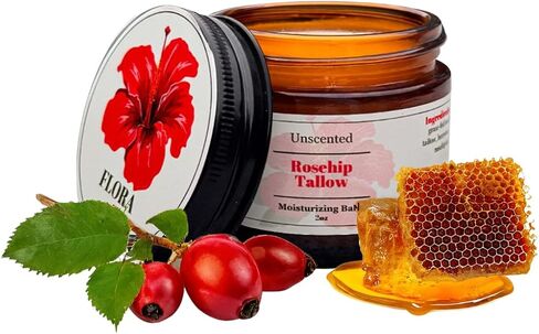 100% Grass-Fed Beef Tallow Face Moisturizer - Natural Organic Skin Care with Lavender Essential Oil - Nourishing 2oz Balm with Rose Hip Oil & Beeswax for Sensitive Skin, Hands & Lips in Saudi Arabia