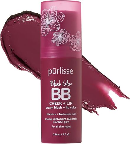 Pürlisse Blush Glow Lip و Cheek Lient - عصا أحمر الخدود للخدين والشفاه مع حمض فيتامين E & Hyaluronic - عصا أحمر الخدود مرطبة وقابلة للبناء 2 في 1 - شعاب المرجان الصيفي (.28 أوقية) in Kuwait