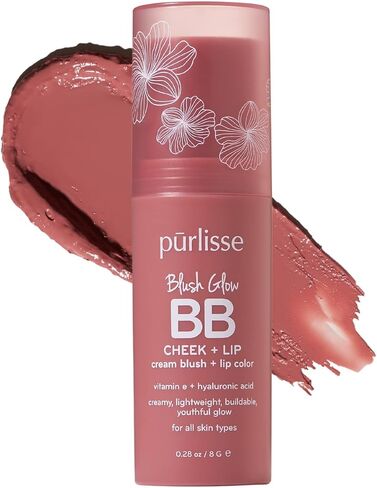 Pürlisse Blush Glow Lip و Cheek Lient - عصا أحمر الخدود للخدين والشفاه مع حمض فيتامين E & Hyaluronic - عصا أحمر الخدود مرطبة وقابلة للبناء 2 في 1 - شعاب المرجان الصيفي (.28 أوقية) in Kuwait
