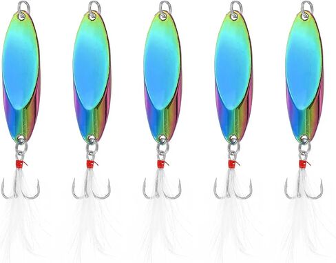 PATIKIL Fishing Spoons, Fishing Lures Casting Spoon Treble Hooks Jigs Hard Metal Spinner Bait for Freshwater Saltwater in Saudi Arabia