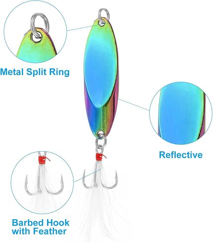 PATIKIL Fishing Spoons, Fishing Lures Casting Spoon Treble Hooks Jigs Hard Metal Spinner Bait for Freshwater Saltwater in Saudi Arabia