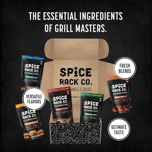 Spice Rack Co. BBQ Sips and Rubs - مجموعات التدخين والشواء ومجموعات التوابل ، وملحقات الشواء وملحقات المدخن ، وهدايا أعياد الميلاد له ، هدايا عيد ميلاد رجال للرجال (5 عبوات) in Saudi Arabia