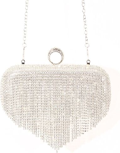 Silver Sparkling 3-in-1 Handbag with Tassels Evening Bag for Women Formal Clutch Purses for Women Durable Fashionista Women's Evening HandBags 7.7'x5.3'x2.4' Perfect for Bridal Wedding Party (silver) in Saudi Arabia