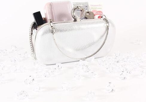 Silver Sparkling 3-in-1 Handbag with Tassels Evening Bag for Women Formal Clutch Purses for Women Durable Fashionista Women's Evening HandBags 7.7'x5.3'x2.4' Perfect for Bridal Wedding Party (silver) in Saudi Arabia