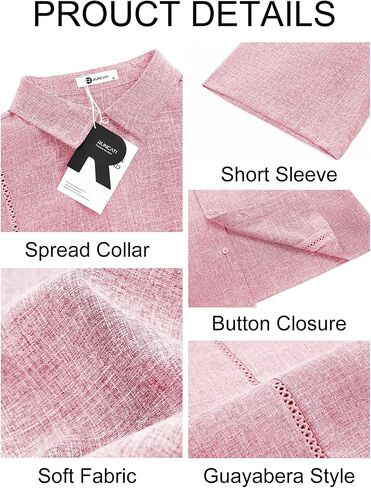 Runcati Mens Short Sleeve Guayabera Shirts Cuban Button Down Casual Shirt Summer Vacation Wedding Embroidered Linen Tops in Kuwait