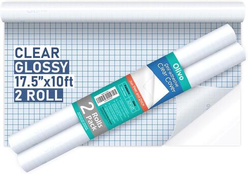Olivo 2 Pack Contain Contact Paper Roll for Books Crafts 17.5in × 5ft peel and stick kostaive cover plastic in Kuwait