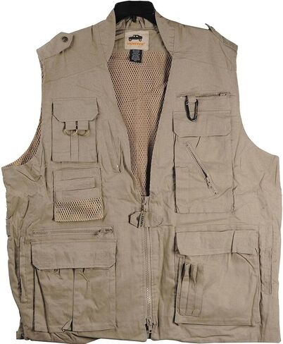 Humvee Safari Photography Vest For Men, Women, Unisex - Vest for Hunting, Fishing, Camping, Travel, Hiking, Outdoor - 100% Cotton, Khaki, Large, Christmas Gift in Kuwait