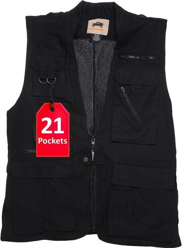 Humvee Safari Photography Vest For Men, Women, Unisex - Vest for Hunting, Fishing, Camping, Travel, Hiking, Outdoor - 100% Cotton, Khaki, Large, Christmas Gift in Kuwait