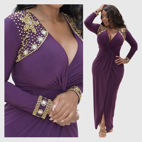 Women Wrap Maxi Dress Long Sleeve Holiday Spring Summer Cocktail Dress High Slit Evening Gown V Neck (One size fit from XSmall until Large size, Black) in Saudi Arabia