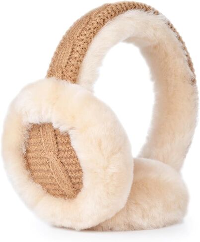 Harssidanzar Women's Winter Sheepskin Earmuffs - Foldable Outdoor Earwarmer HL303US in Saudi Arabia