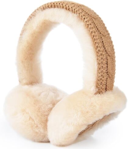 Harssidanzar Women's Winter Sheepskin Earmuffs - Foldable Outdoor Earwarmer HL303US in Saudi Arabia