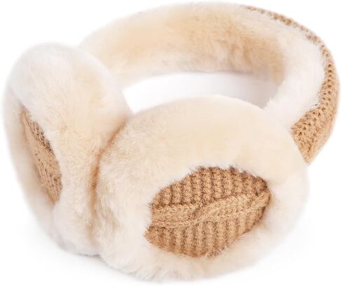 Harssidanzar Women's Winter Sheepskin Earmuffs - Foldable Outdoor Earwarmer HL303US in Saudi Arabia