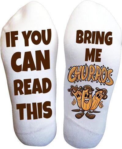 Funky Fun Socks With Sayings Food Themed Collection- Bring me a Tiramisu Italian Pastries Socks, Women's Classic Novelty Crew Socks, Women's Fun Food & Drink Crew Socks in Kuwait