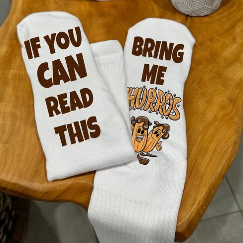 Funky Fun Socks With Sayings Food Themed Collection- Bring me a Tiramisu Italian Pastries Socks, Women's Classic Novelty Crew Socks, Women's Fun Food & Drink Crew Socks in Kuwait
