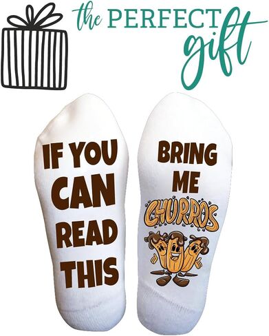 Funky Fun Socks With Sayings Food Themed Collection- Bring me a Tiramisu Italian Pastries Socks, Women's Classic Novelty Crew Socks, Women's Fun Food & Drink Crew Socks in Kuwait