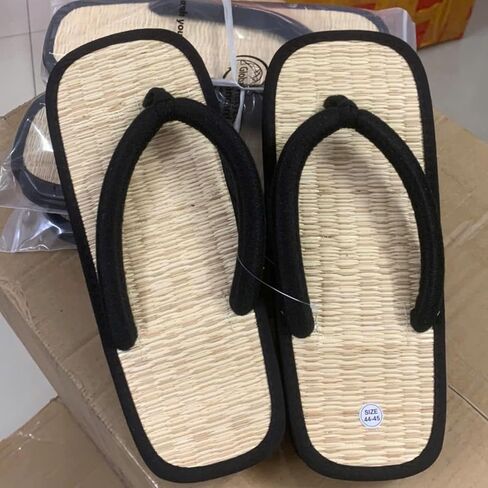 الخيزران اليابان عالية الأحذية التقليدية للرجال نساء البيت tatami slippers القش flip flops صنفرة الخوص الصيف ، النعال التاتامي الفيتنامية المصنوعة يدويا (46/47) in Kuwait