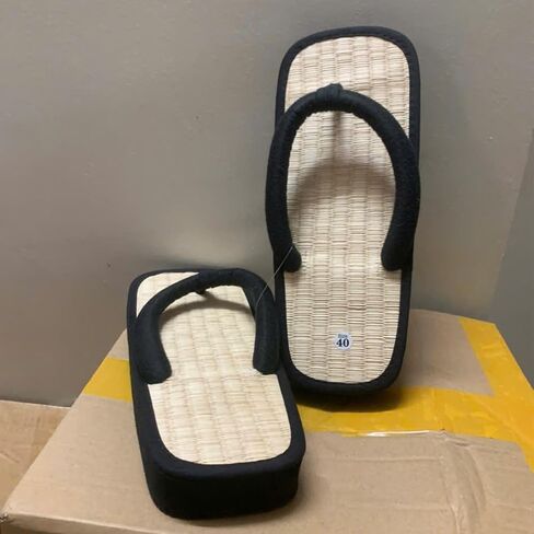 الخيزران اليابان عالية الأحذية التقليدية للرجال نساء البيت tatami slippers القش flip flops صنفرة الخوص الصيف ، النعال التاتامي الفيتنامية المصنوعة يدويا (46/47) in Kuwait
