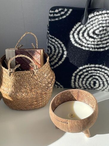 Set of 2 Coconut Bowls with Three Legs (polished), 4.7" W x 3.1" H, Wooden Bowls for Smoothie, Salad, Yogurt, Decorative for home Décor, Vegan Birthday Gifts, Handmade in Saudi Arabia