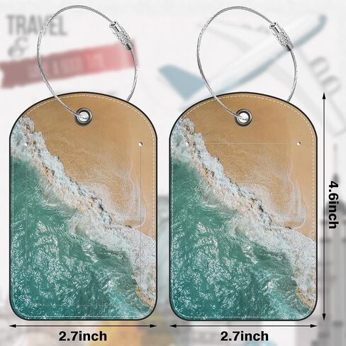 2 Pack Luggage Tag for Suitcase Sun Mountains Tree River Landscape Leather Suitcase Tags with Privacy Name ID Label and Stainless Steel Loop for Travel Bag in Saudi Arabia