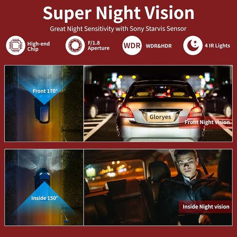 Dash Cam,3 Channel Dash Cam,2.5K/1440P Front Dashcam,Dash Camera for Cars,Dash Cam Front and rear Inside,Triple Car Camera Front and Back Loop Recording,Super Night Vision,24H Parking,Free64GB in Saudi Arabia