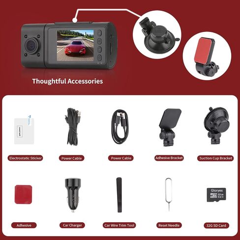 Dash Cam,3 Channel Dash Cam,2.5K/1440P Front Dashcam,Dash Camera for Cars,Dash Cam Front and rear Inside,Triple Car Camera Front and Back Loop Recording,Super Night Vision,24H Parking,Free64GB in Saudi Arabia