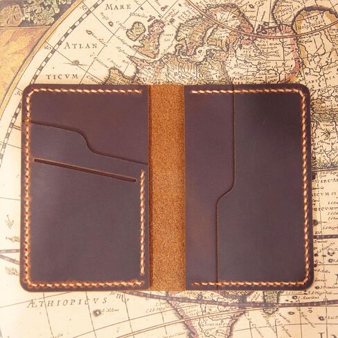 Leather for Men & Women Front Pocket Card Holder | Minimalist Wallet | Front Pocket Wallet | Leather Card Sleeve | Minimalist Handmade Card Holder (Style 2 (Skull and Bones)) in Saudi Arabia