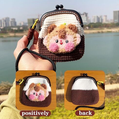 Handmade Cute Bear Ladies Coin Purse Wrist Wallet Mini Kiss Lock Coin Pouch Ideal Portable Coin Purse For Men And Women (bear bag) in Saudi Arabia
