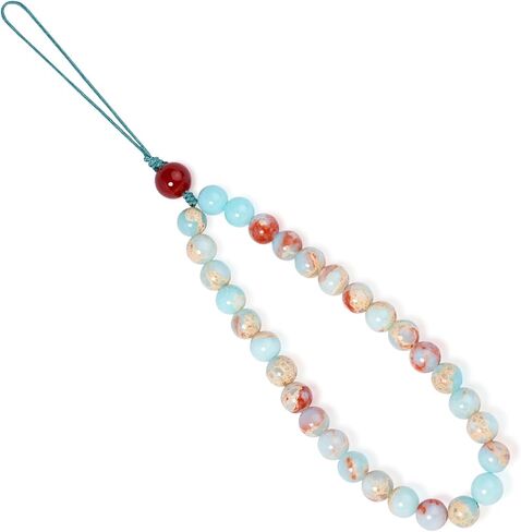 Handmade Natural Gemstone Beaded Charm Cell Phone Camera Lanyard, Stanley Cup Accessories, Wrist Strap, Phone Chain String, Keychain Decor for Wallet (Shoushan Stone A) in Saudi Arabia