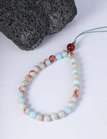 Handmade Natural Gemstone Beaded Charm Cell Phone Camera Lanyard, Stanley Cup Accessories, Wrist Strap, Phone Chain String, Keychain Decor for Wallet (Shoushan Stone A) in Saudi Arabia