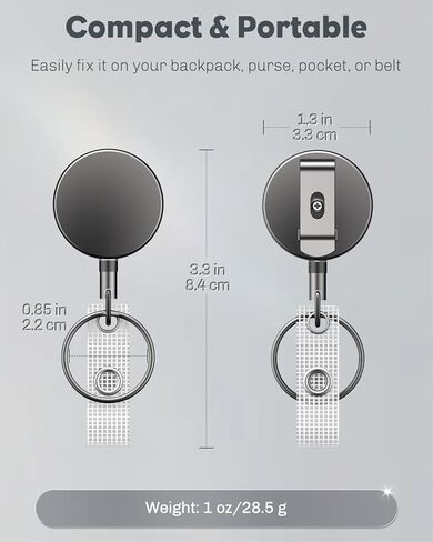 Uniclife 2 Pack Metal Retractable Keychain Heavy Duty Retractable Badge Reel for Badge Holder All Metal Casing with Stainless Steel Spring Coil 27.5 Inch Nylon Rope Belt Clip and Key Ring in Kuwait