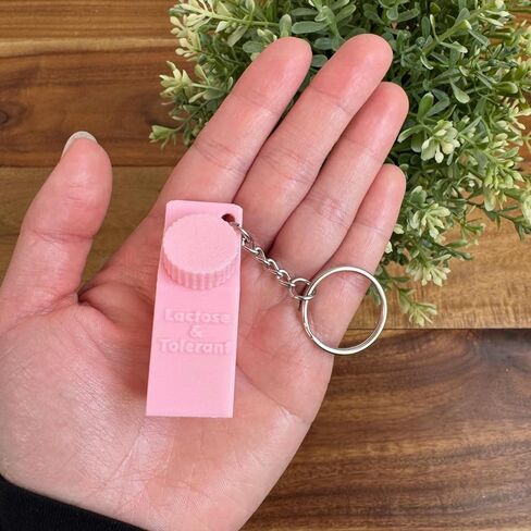 Lactose and Tolerant Pill Holder Milk Carton Keychain backpack purse handbag (Pink) in Kuwait