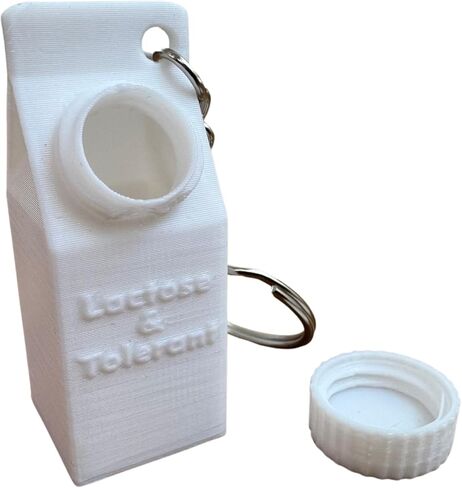 Lactose and Tolerant Pill Holder Milk Carton Keychain backpack purse handbag (Pink) in Kuwait