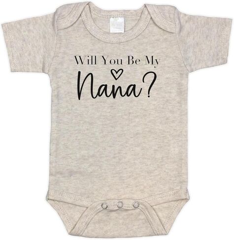 Will You Be My Nana, Pregnancy Announcement Baby Bodysuit, White and Natural, Nana Reveal Gift (Natural) in Saudi Arabia