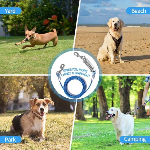 Tie Out Cable for Dogs,30FT Dog Leads,Heavy Duty Dog Tie Out Cable for Large Dogs Up to 125lbs,Durable Dog Runner Tether Line for Outdoor,Yard in Kuwait