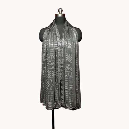 التصميم الأصلي Retro 20's Fashion Milk Silk Plick Image Hot Gold Gold Assuit Phoil Print Ladies Party Beach Sun Sun Dickf Shaw Making Cloth (黑银色) in Kuwait