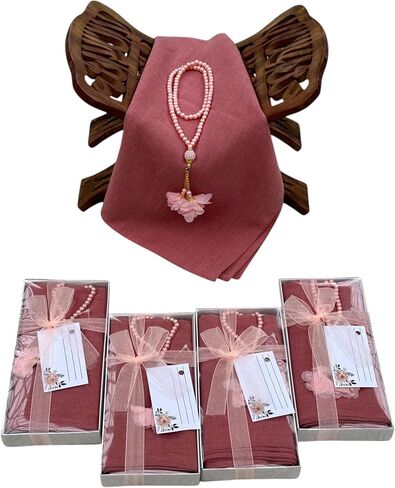 SAIKA 4 PCS Muslim Women Soft Premium Hijab, Scarves Shawl, Long Scarf Wrap, Scarves with Gift package, Islamic gift for her (ROSE) in Kuwait