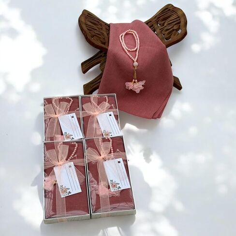 SAIKA 4 PCS Muslim Women Soft Premium Hijab, Scarves Shawl, Long Scarf Wrap, Scarves with Gift package, Islamic gift for her (ROSE) in Kuwait
