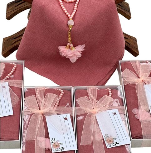 SAIKA 4 PCS Muslim Women Soft Premium Hijab, Scarves Shawl, Long Scarf Wrap, Scarves with Gift package, Islamic gift for her (ROSE) in Kuwait