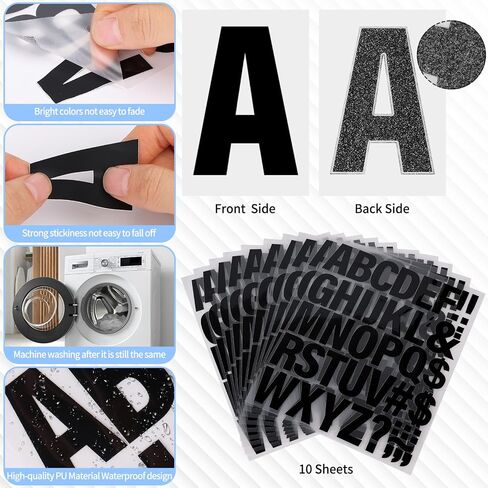 10 Sheets 440 Pieces Iron on Letters for Clothing, 2 Inch Heat Transfer Letters, White Iron on Vinyl Letters with A-Z PU Alphabets Sticker for Fabric, Jersey T-Shirt Printing DIY Craft in Saudi Arabia